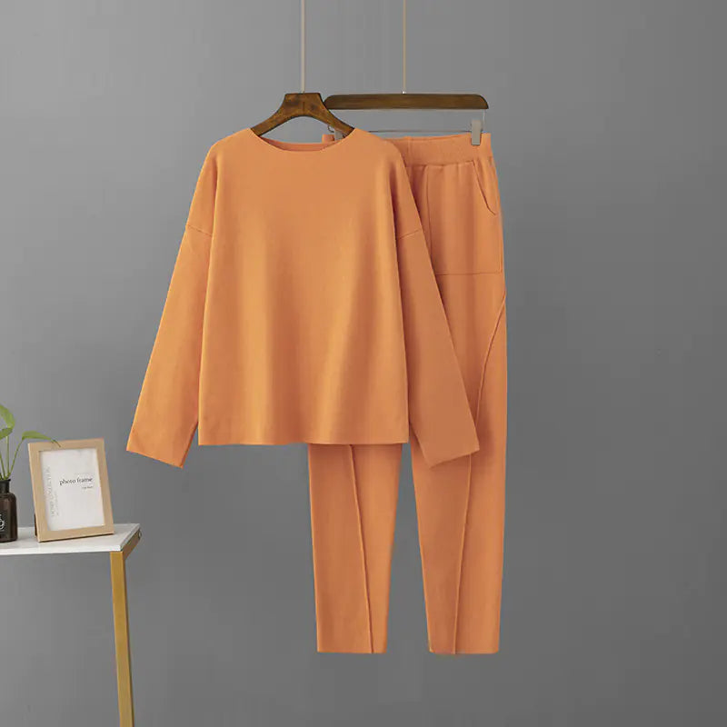 Cross-Border Europe and America Off-Shoulder Knit Set