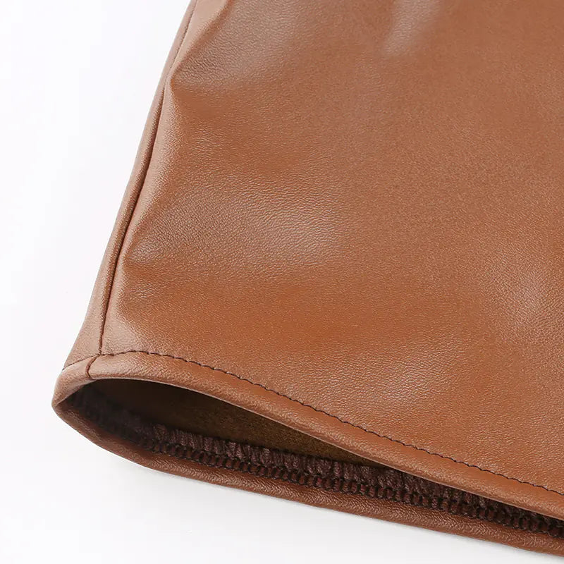 Puff Sleeve Top, Women's Leather Shirt, Fashion Blouse