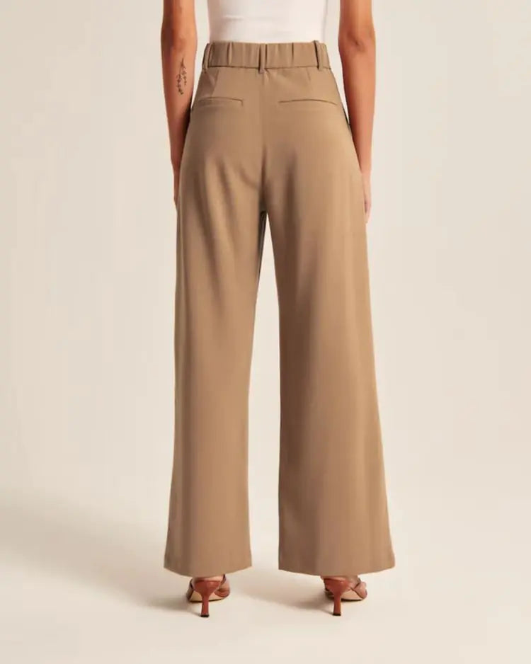 High-Waisted Wide-Leg Trousers with Belt and Pockets