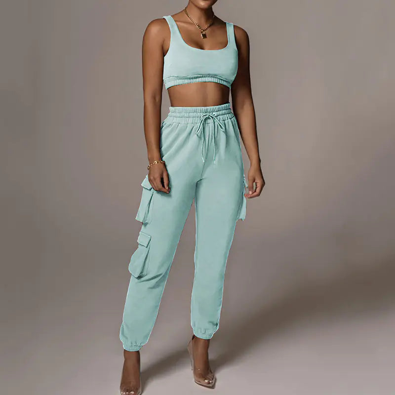 Women's Crop Top and Drawstring Pants Set