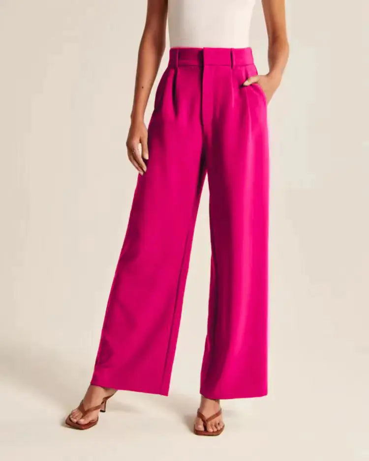 High-Waisted Wide-Leg Trousers with Belt and Pockets