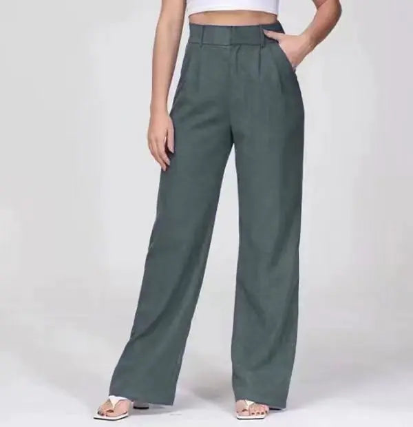 High-Waisted Wide-Leg Trousers with Belt and Pockets