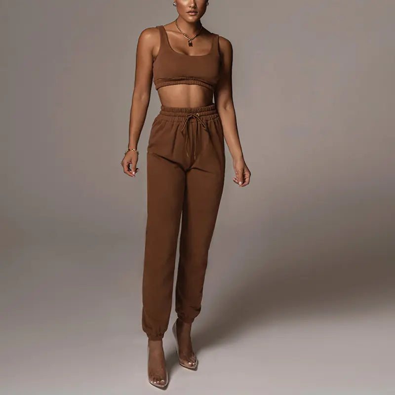 Women's Crop Top and Drawstring Pants Set