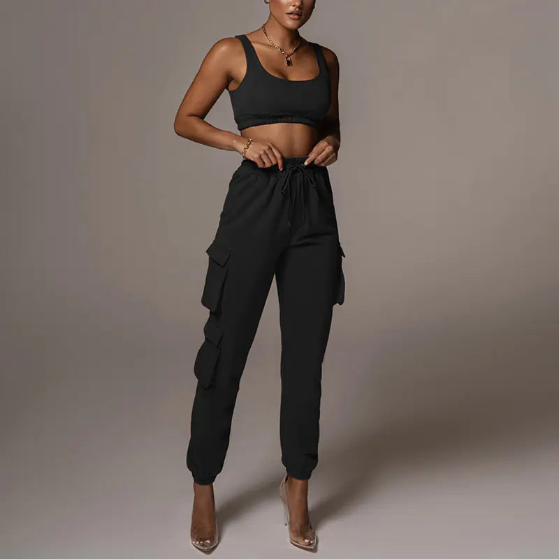 Women's Crop Top and Drawstring Pants Set
