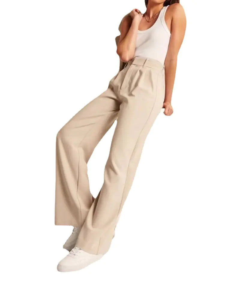 High-Waisted Wide-Leg Trousers with Belt and Pockets