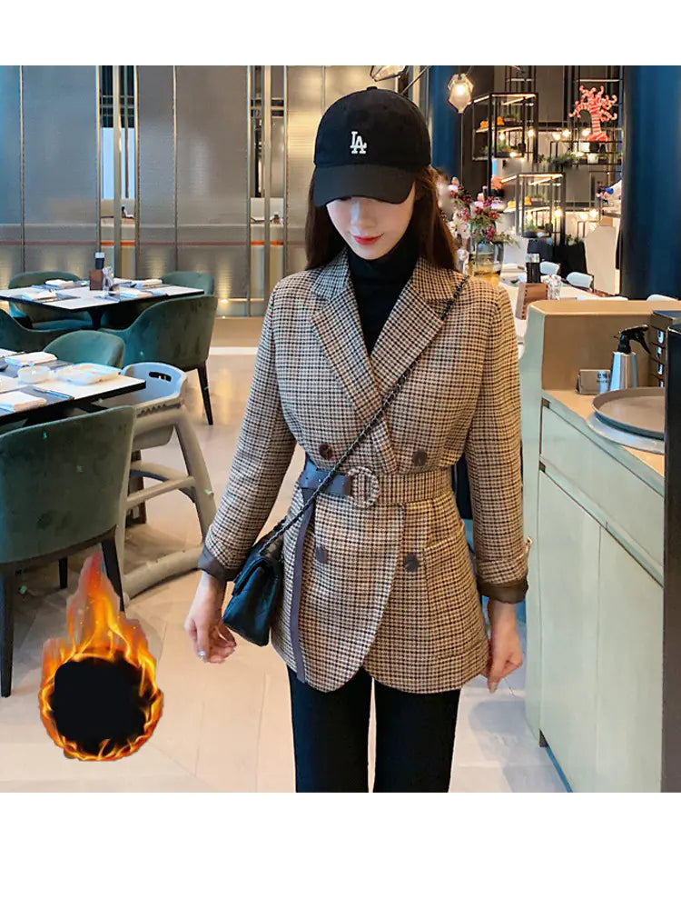 Plaid Small Suit Jacket for Women - Autumn & Winter