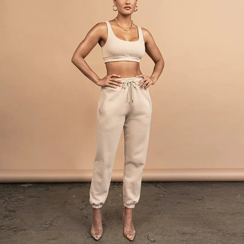 Women's Crop Top and Drawstring Pants Set
