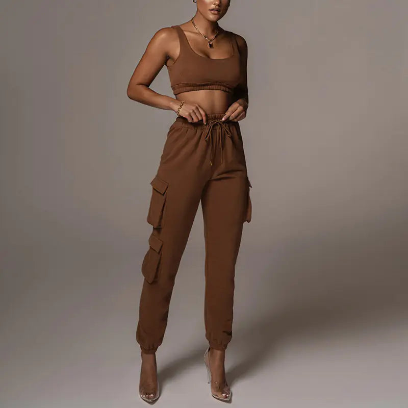 Women's Crop Top and Drawstring Pants Set