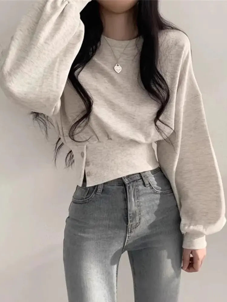 Women's Fitted Long Sleeve Crop Sweatshirt