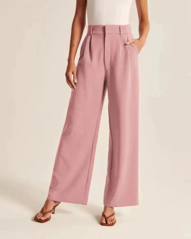 High-Waisted Wide-Leg Trousers with Belt and Pockets