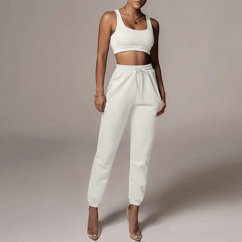 Women's Crop Top and Drawstring Pants Set