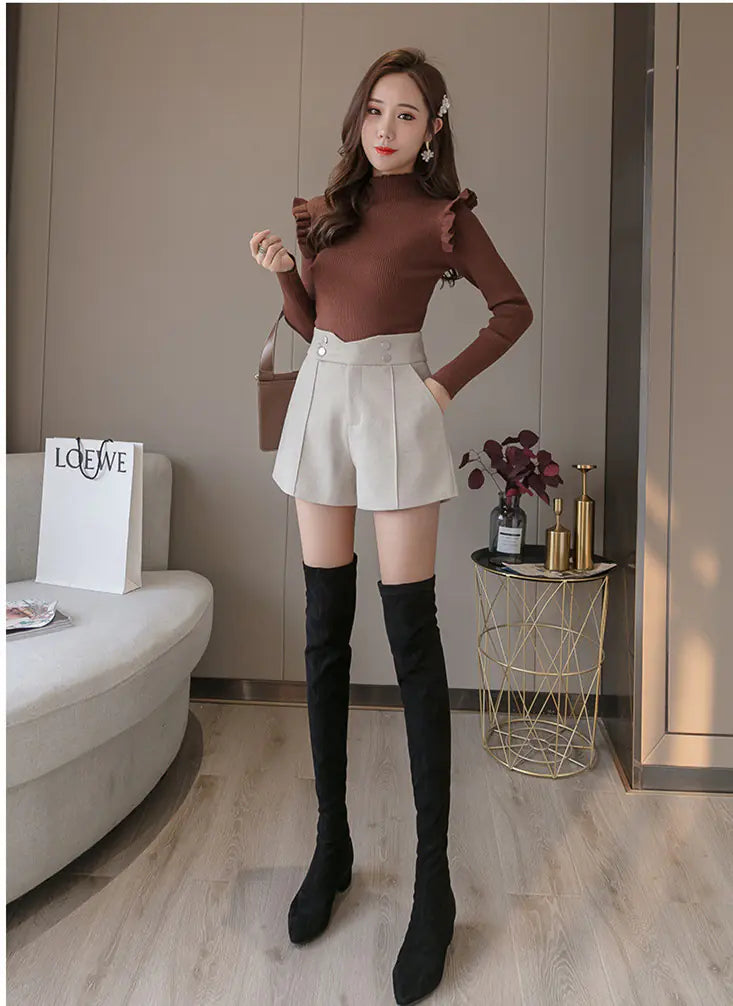 High-Waisted Loose Wide-Leg Trousers and Shorts