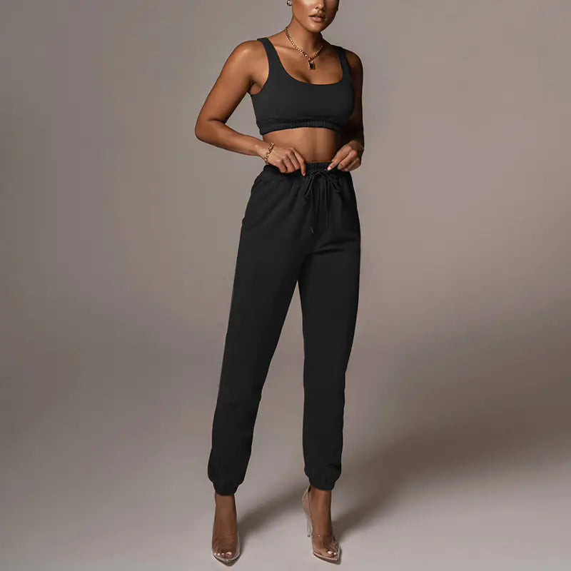 Women's Crop Top and Drawstring Pants Set